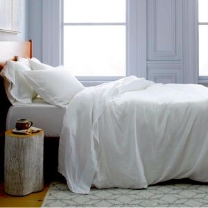 QUINCE European Linen Duvet Cover King/Cal King White 3890